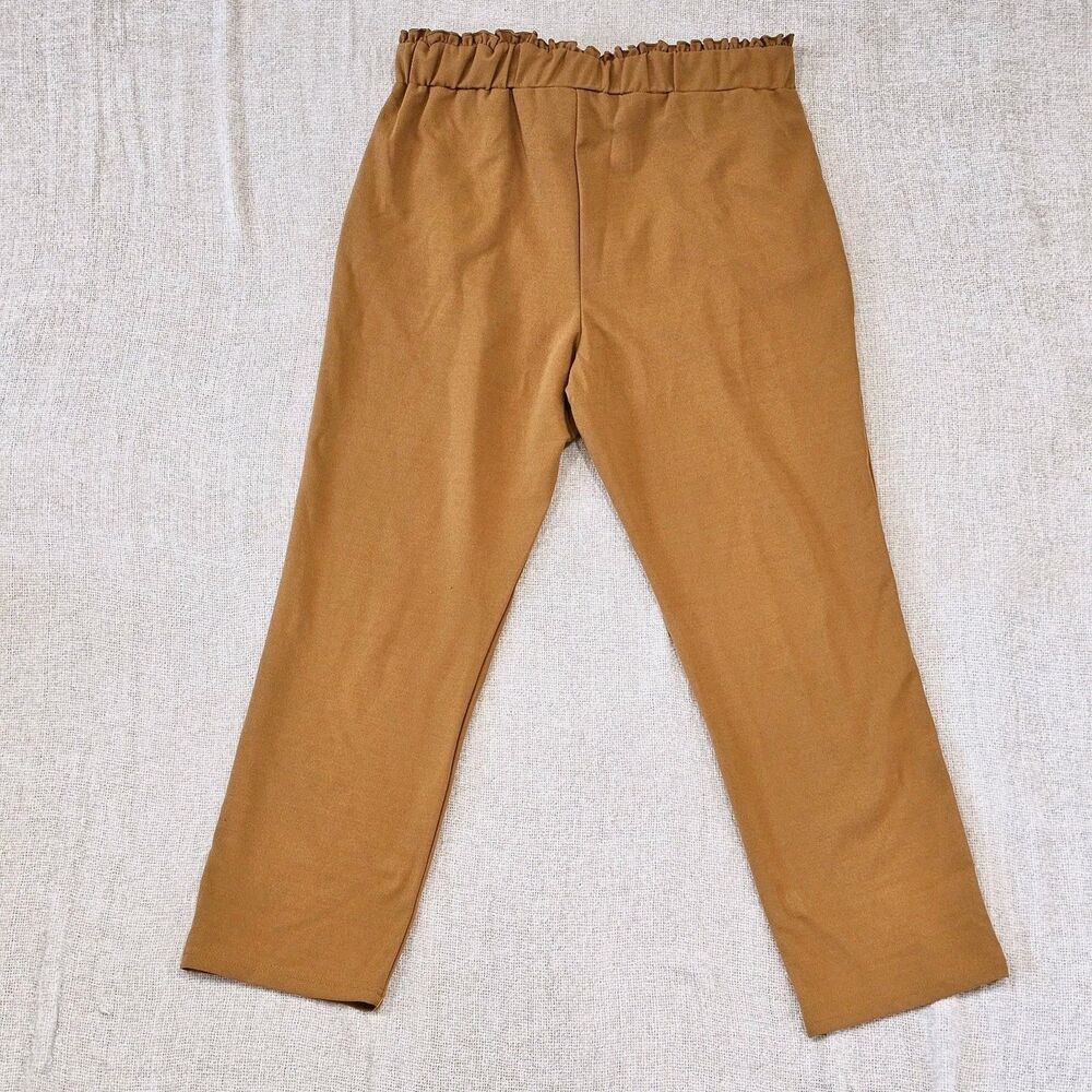 EUC Soho Apparel Yellow Paperbag Pants Sz XL  Belted High Ruffled Waist Trouser - Picture 2 of 6